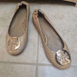 Tory burch Caroline Tan Animal Print ballet flats sz 7
